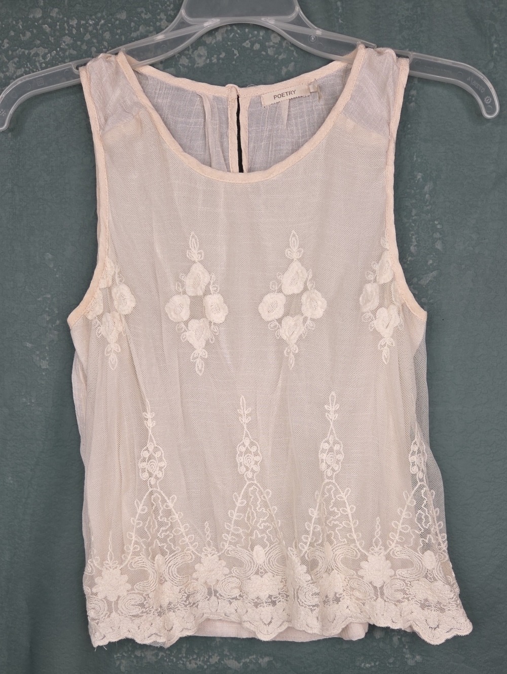 Poetry Cream Sheer Embroidered Sleeveless Camisole